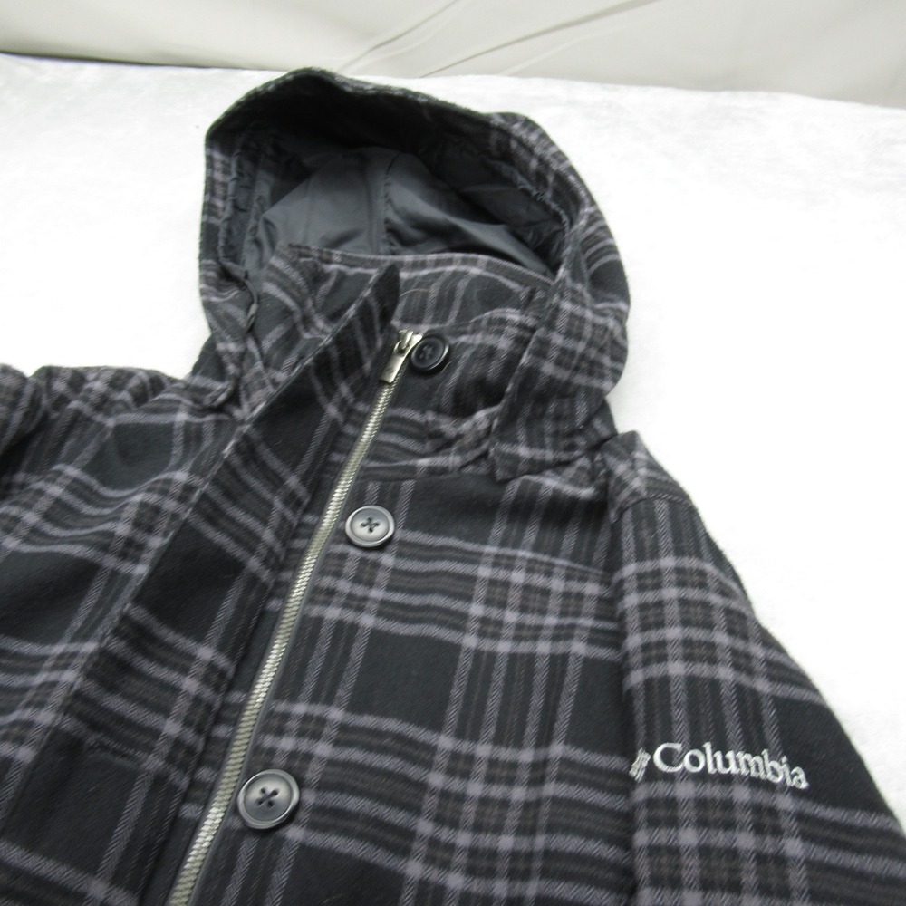 Columbia Jacket Womens XS‎ Black Plaid Omni Heat Belted Heavyweight Trench Coat - Picture 10 of 16